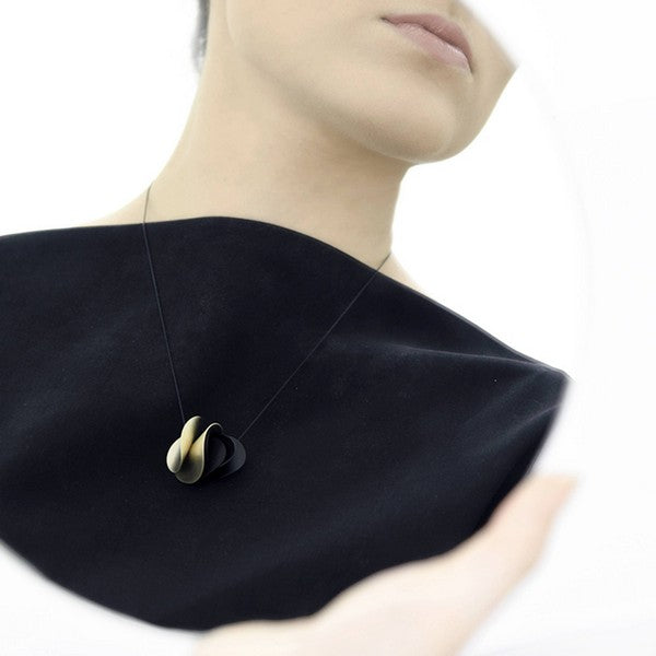 Gold and Black Pringles Necklace on Model | Pur-suits | Shop a selection of jewellery at boogie + birdie