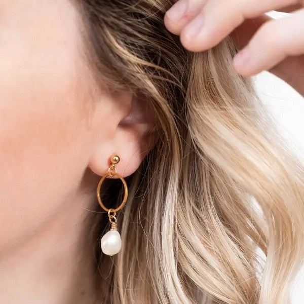 Pearl Silver Hoop Earrings | Birch Jewellery | boogie + birdie