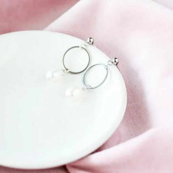Pearl Silver Hoop Earrings | Birch Jewellery | boogie + birdie