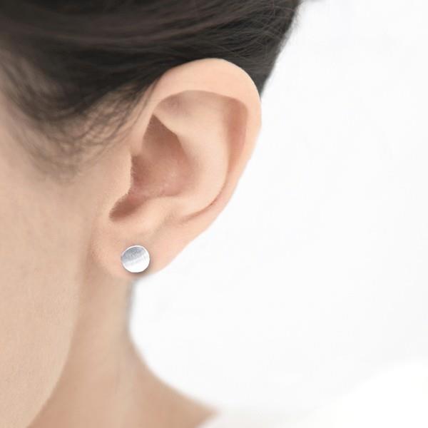 Silver Petite Curl Dot Stud Earrings