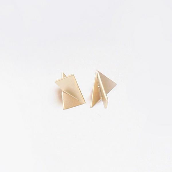 Gold Tri-Fold Stud Earrings