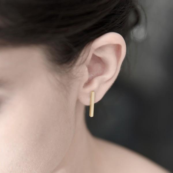 Gold Bar Stud Earrings
