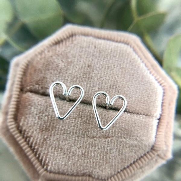 Silver Open Fire Heart Stud Earrings | Open Fire | boogie + birdie