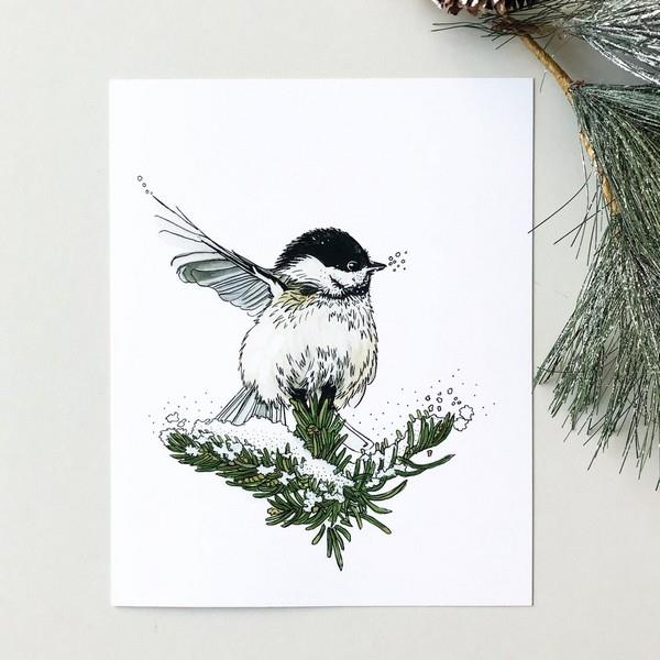 Winter Chickadee Art Print