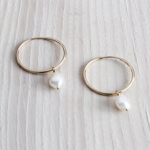 Gold Pearl Hoops | Jewellery | boogie + birdie