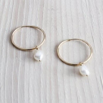 Gold Pearl Hoops | Jewellery | boogie + birdie