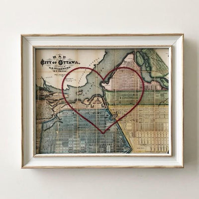 Ottawa Large Heart Map - White Frame | Sadie & June | boogie + birdie