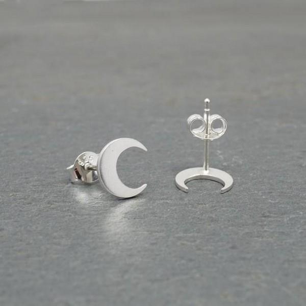 Crescent Moon Stud Earrings | Argent Whimsy | boogie + birdie