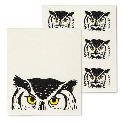 Peeking Owls Swedish Dishcloth Set | boogie + birdie
