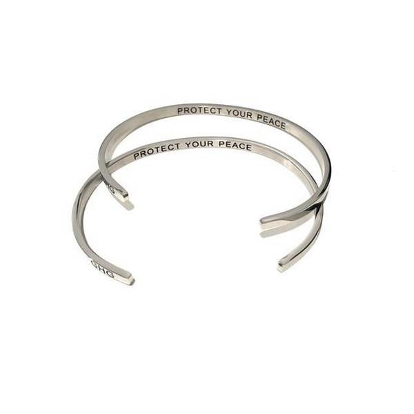 Silver Protect Your Peace Bangle | Glasshouse Goods | boogie + birdie