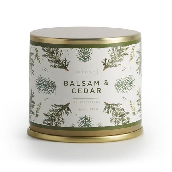 Balsam and Cedar Large Tin Candle