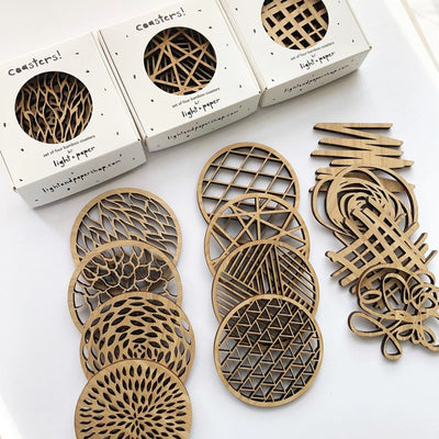 Scribble Bamboo Coaster Set | Shop coasters at boogie + birdie in Ottawa.
