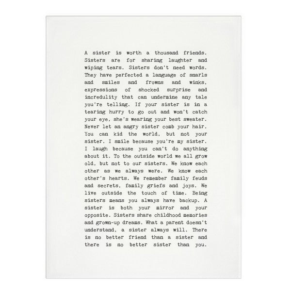 Sisters Typewriter Tea Towel