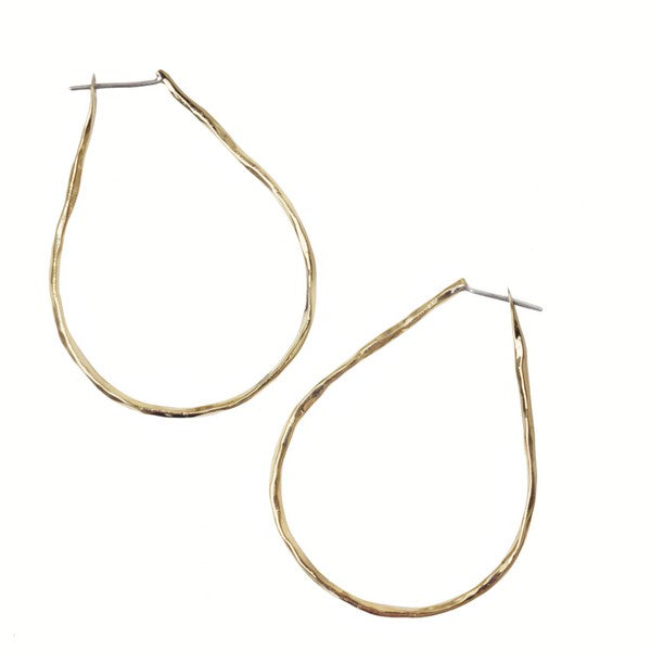 Brass Tear Drop Hoop Earrings