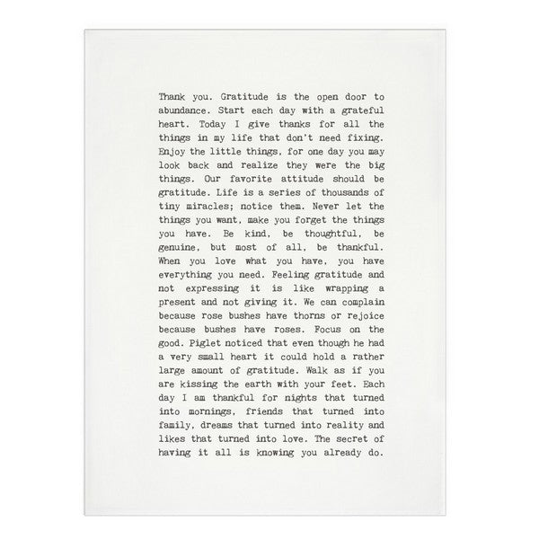 Gratitude Typewriter Tea Towel