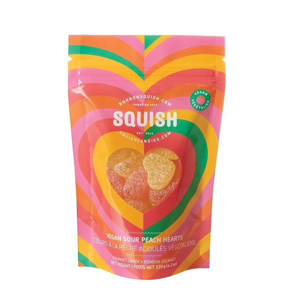 Vegan Sour Peach Hearts Gummies | Squish | boogie + birdie


