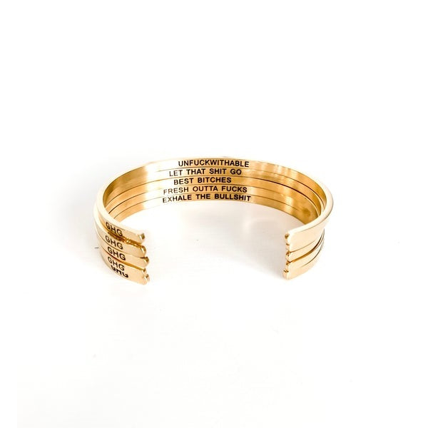Yellow Gold Fresh Outta F*cks Bangle | boogie + birdie